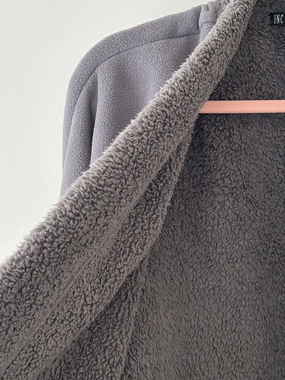 INC International Concepts Intimates Gray Sherpa Fleece Lounge Jacket